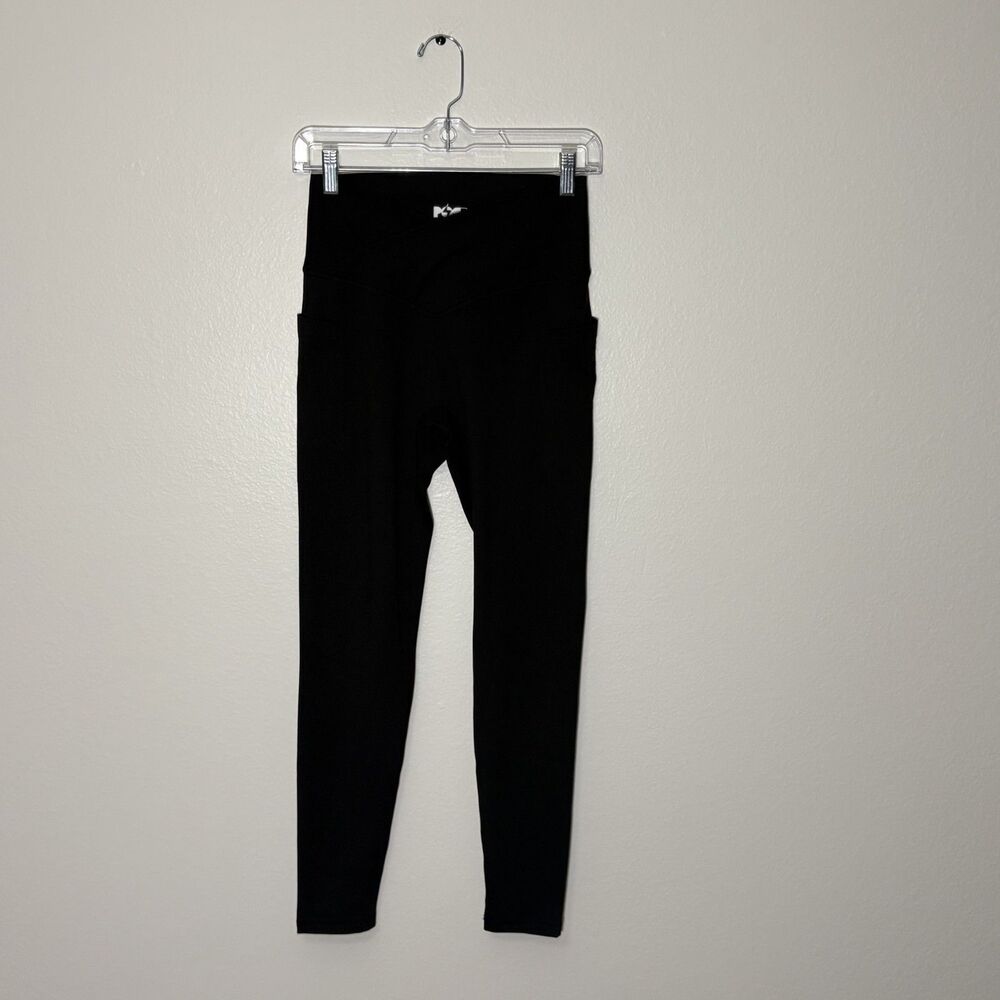 Popflex Cross Waistband Black Leggings 27" Medium